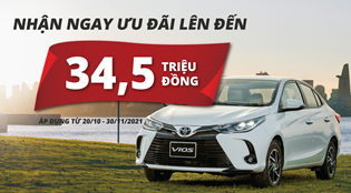 Toyota Việt Nam cùng hệ thống đại lý triển khai chương trình ưu đãi dành cho Vios lên tới 34,5 triệu đồng